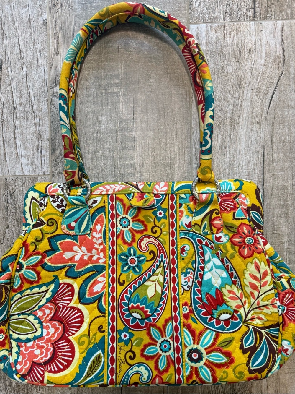 Vera Bradley Yellow Quilted Floral Paisley Tote
